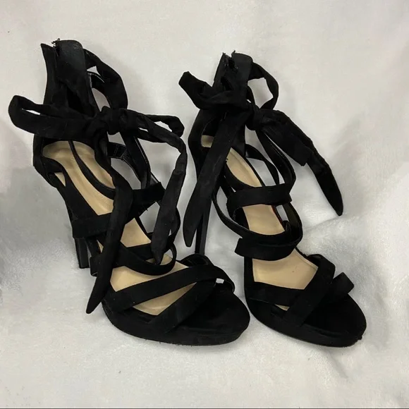 Lounge Suede Crisscross Leg Wrap Stiletto Heel - Picture 1 of 13